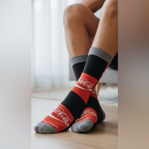 NWT Coca Cola Coke Adult Unisex Crew Socks Shoe  Size 6-13 Soda Cola Pop Drink